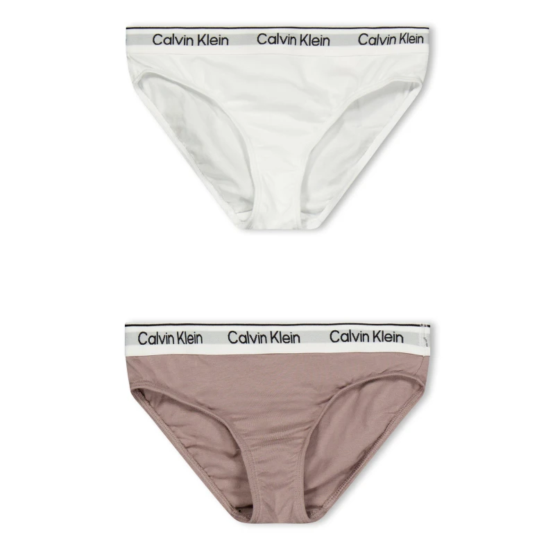 Image of Calvin Klein Kids Bikini Briefs White/Dust 0WS female 8-10Y