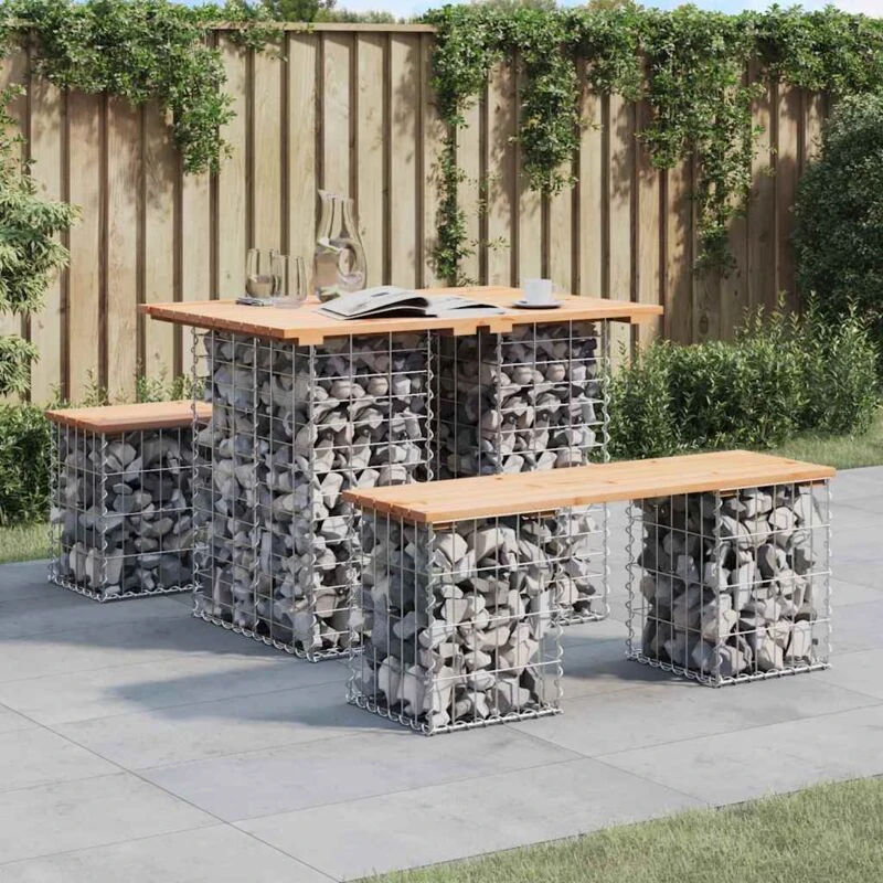 Image of vidaXL Garden Bench Gabion Design 100x70x72cm Solid Wood Pine, Brown 834365