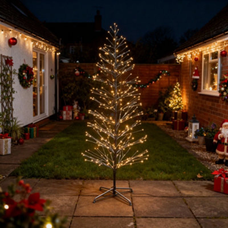 Image of Shatchi 4FT Prelit Brown LED Snow Twig Christmas Tree Warm White LEDs Brown