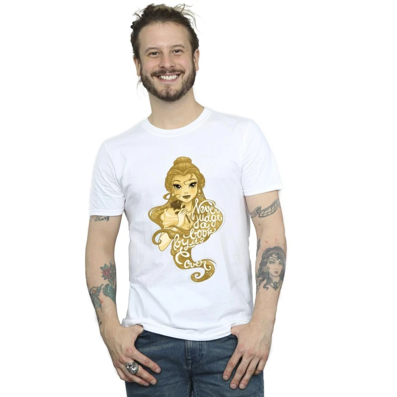 Image of Disney Men Beauty And The Beast Never Judge T-Shirt in White Size: Small White S Male 5063153491182