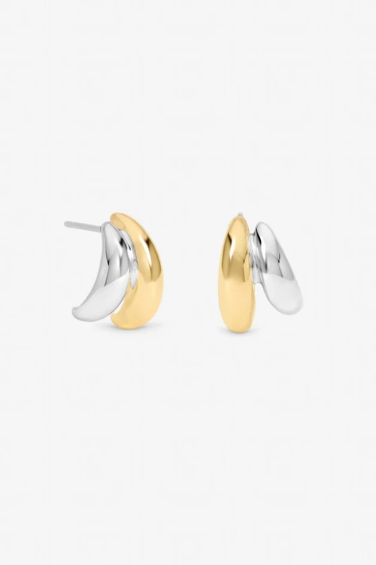 Image of Jon Richard Womens Two Tone Double Row Hoop Earrings Multicolor Female One Size