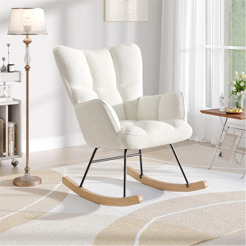 Image of Kabinet UK Tufted Upholstered Rocking Chair White White unisex Large