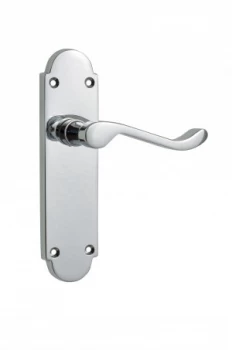 Image of Wickes Vancouver Victorian Shaped Latch Door Handle - Chrome 1 Pair