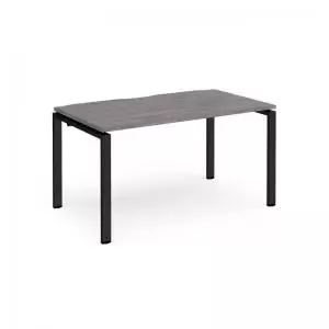 Image of Adapt single desk 1400mm x 800mm - Black frame and grey oak top
