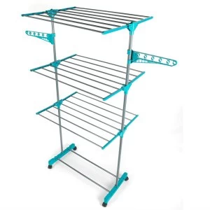 Image of Beldray Deluxe 3-Tier Clothes Airer - Turquoise