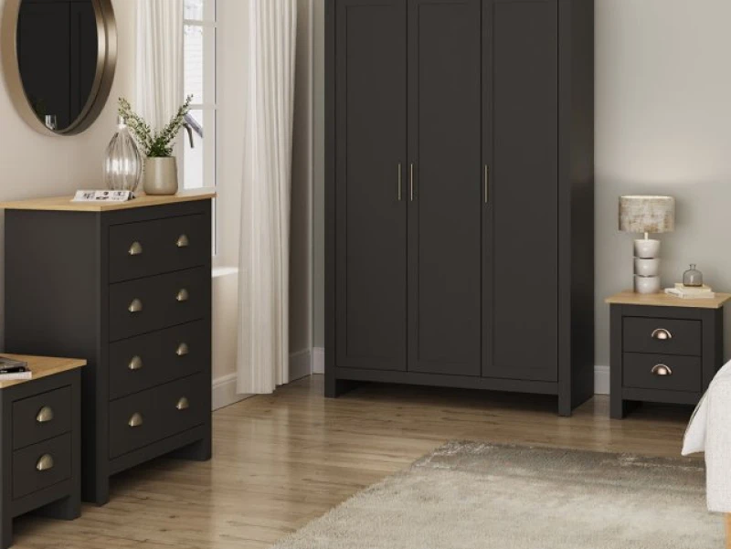 Image of GFW Lancaster Black 4 Piece Bedroom Furniture Package