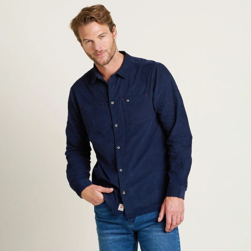 Image of Brakeburn Navy Corduroy Shirt Blue