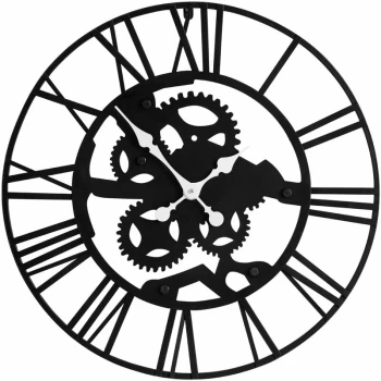 Image of Wall Clock Wooden Clocks For Living Room Silver Roman Numbers Kitchen Clocks Wall Contemporary Clocks For Bedrooms 60 x 3 x 60 - Premier Housewares