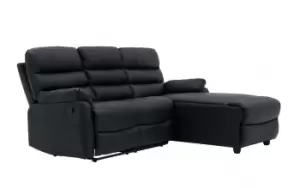 Image of Carter Black Leather Corner Sofa with Right Chaise