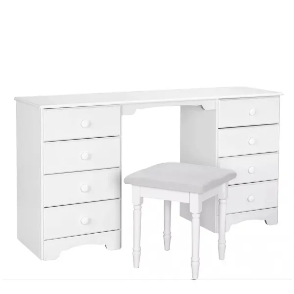Image of Nordic Dressing Table 4+4 Drawers + Chair, White 050