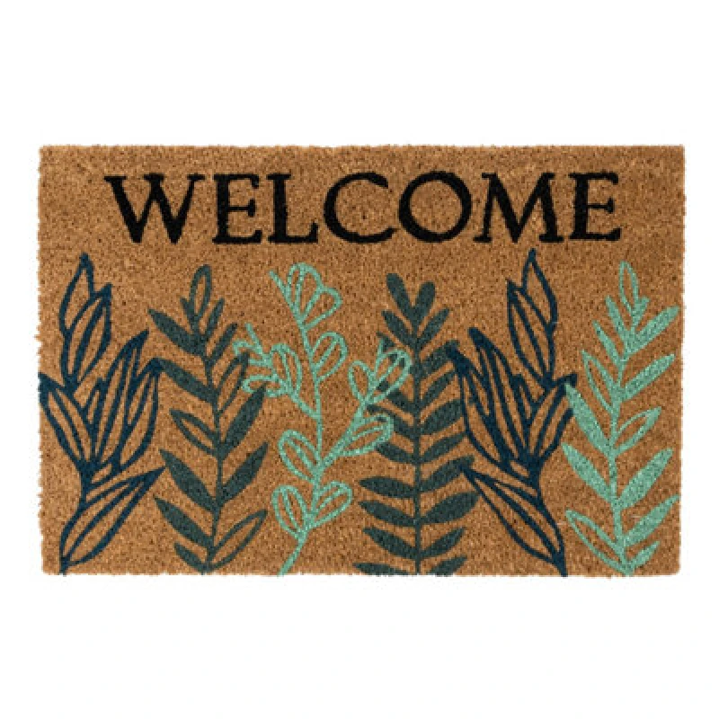 Image of Jvl Eco-Friendly Latex Backed Coir Entrance Doormat, 40X60Cm - Welcome Leaves