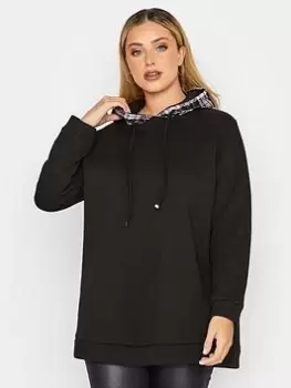 Image of Yours Contrast Hood Sweatshirt - Black, Size 16, Women