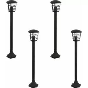 Image of Loops - 4 pack IP44 Outdoor Bollard Light Black Lantern 1x 60W E27 Bulb Lamp Post