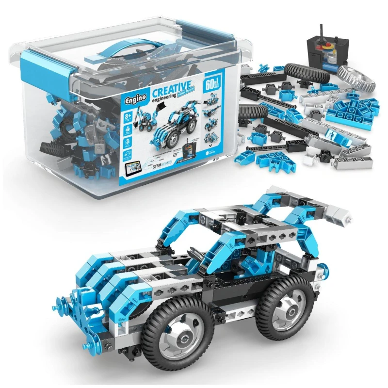 Image of Engino Creative Engineering 60 in 1 Motorized Maker Master Light Blue