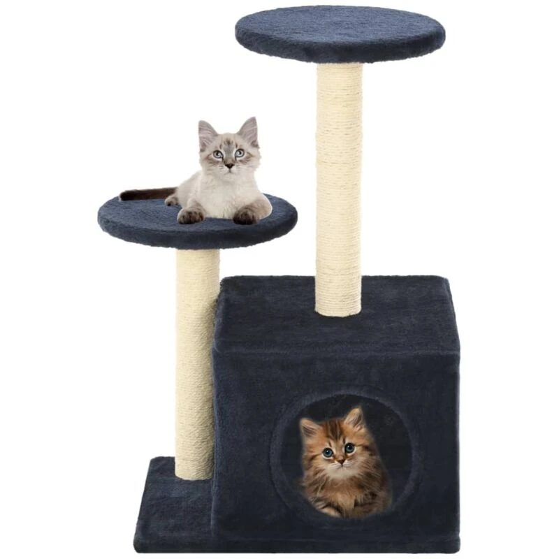 Image of vidaXL Cat Tree with Sisal Scratching Posts 60cm Dark Blue Kitten Playhouse