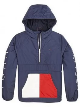 Image of Tommy Hilfiger Boys Pop Over Hooded Jacket - Navy