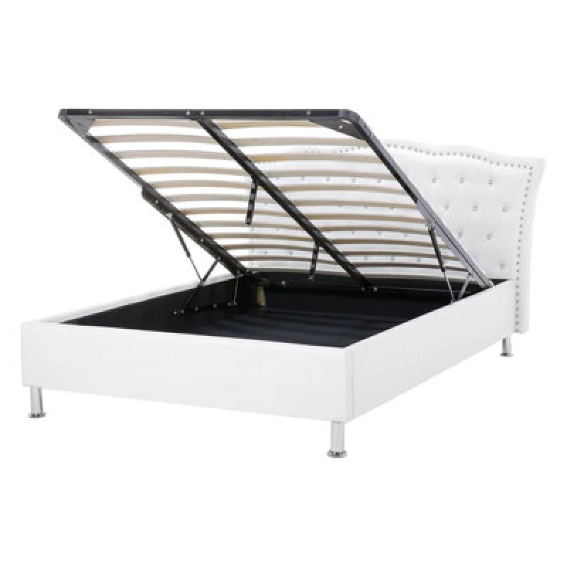 Image of Beliani Ottoman Bed Faux Leather Metz 140 X 200 Cm (Eu Double) White