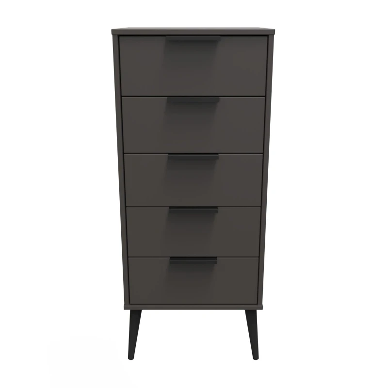 Image of Fuji 5 Drawer Tallboy In Graphite (Ready Assembled)