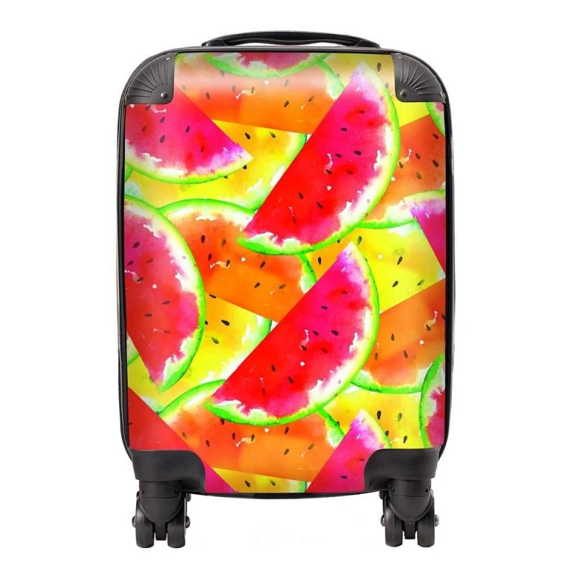 Image of Warren Reed - Designer Melon Print Suitcase in Red Size: Medium Red Unisex Medium