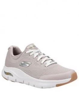 Image of Skechers Arch Fit Lace Up Trainers - Taupe