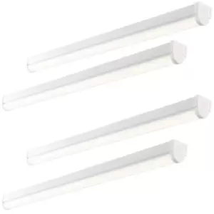 Image of 4 PACK 5ft Emergency Batten Light - 41W Cool White LED - Gloss White & Opal
