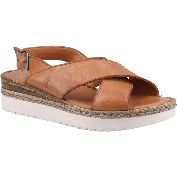 Image of Hush Puppies Womens Saphira Adjustable Leather Wedge Sandals - UK 5 Brown female GDE2412TAN5