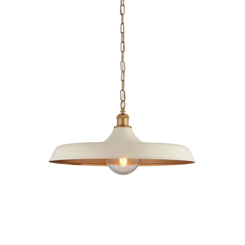 Image of Afragola Dome Pendant Ceiling Light Matt Warm White, Satin Gold Paint