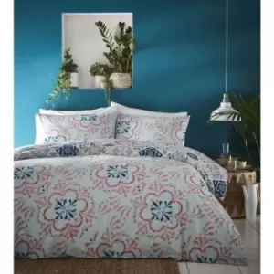 Image of Bedmaker - Portfolio Morocco Teal Duvet Cover Set Reversible Bedding Bed Set King Size - Multicoloured