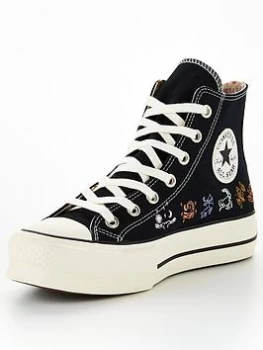 Image of Converse All Star Lift Hi Trainers - Black, Size 4, Women