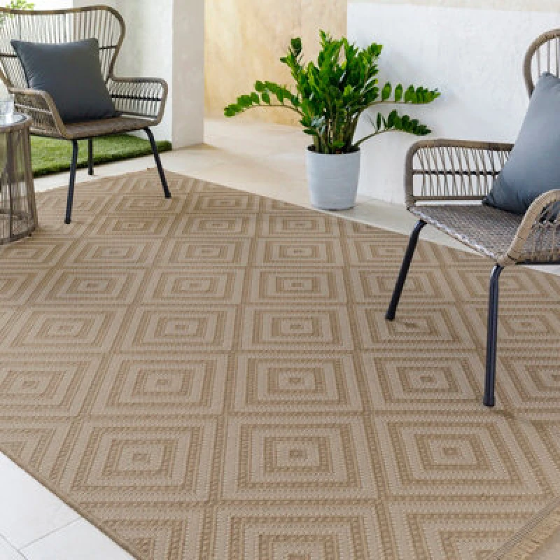 Image of Livabliss Cottage Tan/light Beige Machine Washable Jute Chardy Area Rug 198 X 275cm - Easy Care, Ideal For Living Room & Bedroom