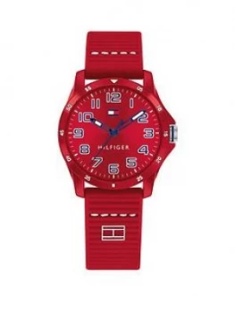 Image of Tommy Hilfiger Red Dial Silicone Strap Childrens Watch