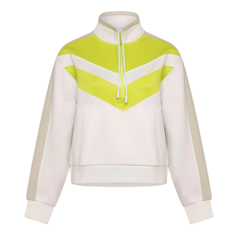 Image of Lacoste Colour-Block 1/4 Zip Sweatshirt White female 8