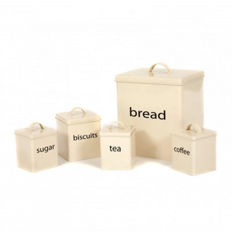 Image of Oypla 5 Piece Metal Kitchen Canister Set Cream unisex