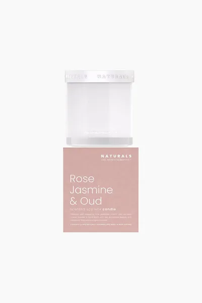 Image of Aromatherapy Co Naturals Rose Jasmine and Oud Jar Candle White