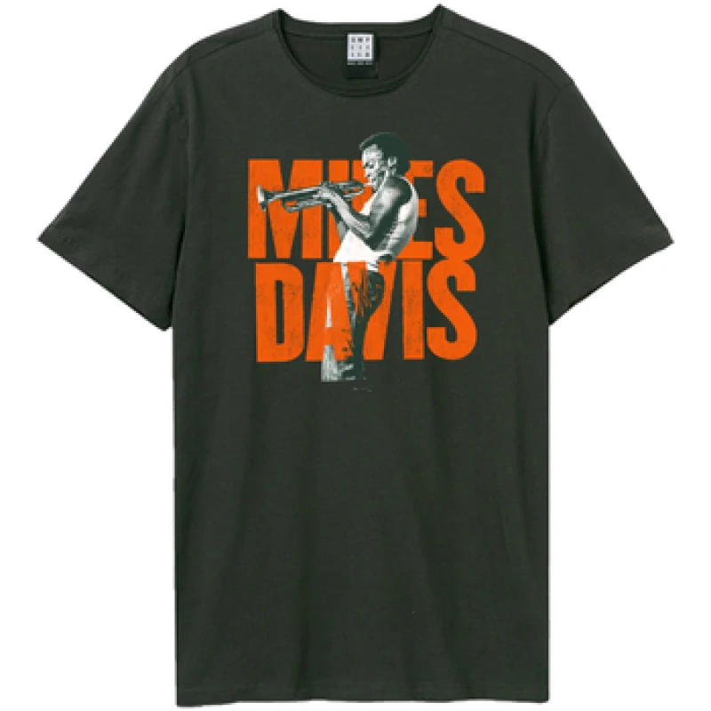 Image of Amplified Amplified Men Miles Davis Logo T-Shirt in Charcoal Size: X-Small Charcoal XS Male 5063806006688