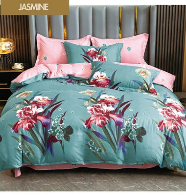 Image of Ezysleep Ezysleep Jasmine Printed Duvet Set in Turquoise Size: Double Turquoise Double Unisex 0721545407795