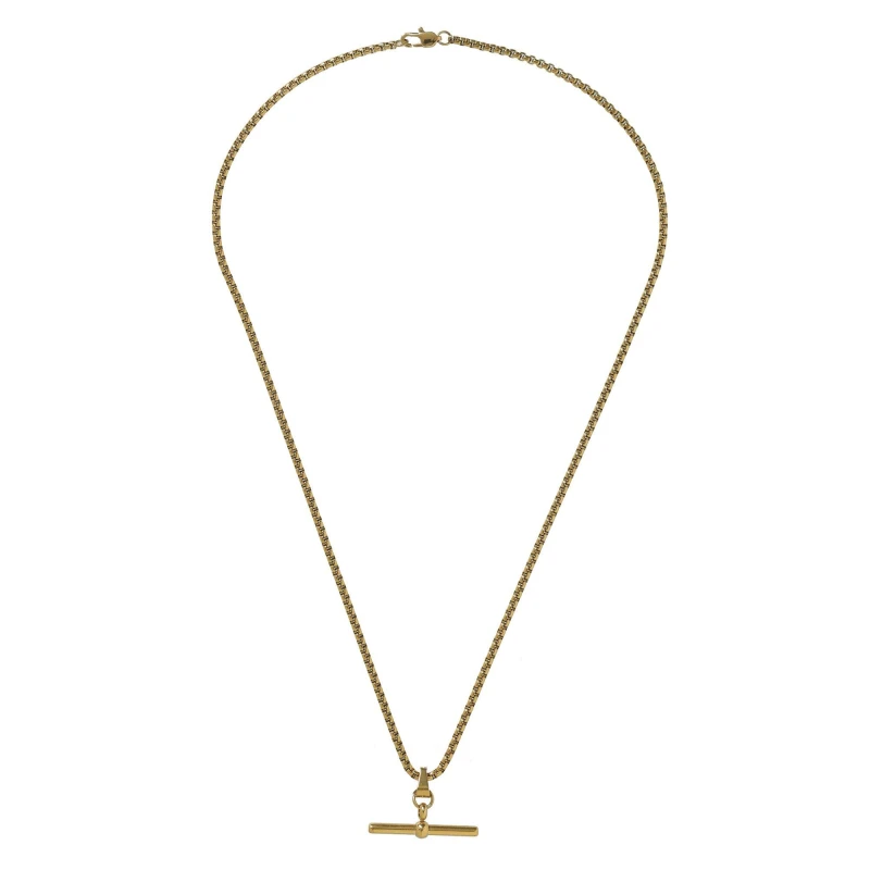 Image of Fabric T-Bar Metal Necklace - Gold Gold One Size
