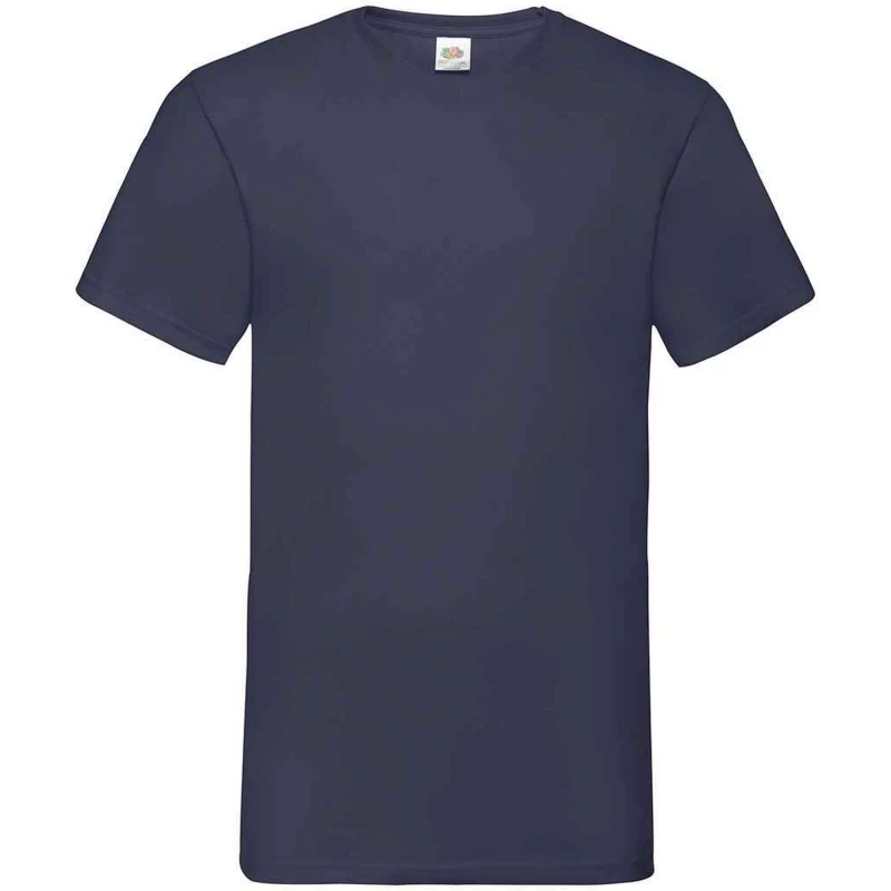 Image of Fruit Of The Loom Fruit of the Loom Men Value V Neck T-Shirt in Mid Navy Size: Small Mid Navy S Male 5063527305688