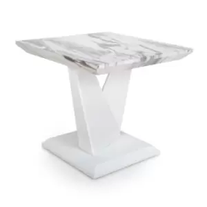 Image of Shankar Saturn Marble Effect Grey/White Lamp Table