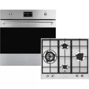 Image of SMEG Classic AOSF6390G3 Built In Electric Single Oven and Gas Hob Pack - Stainless Steel - A+ Rated