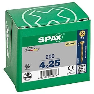Image of Spax Pz Countersunk Yellox Screws - 4x25mm Pack Of 200