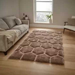 Image of Think Rugs - Noble House NH30782 Shaggy Hand Tufted Rug, Beige, 180 x 270 Cm