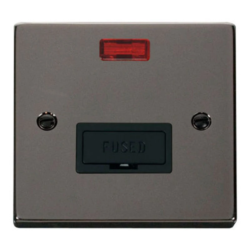Image of SE Home Black Nickel 13A Fused Connection Unit With Neon Black