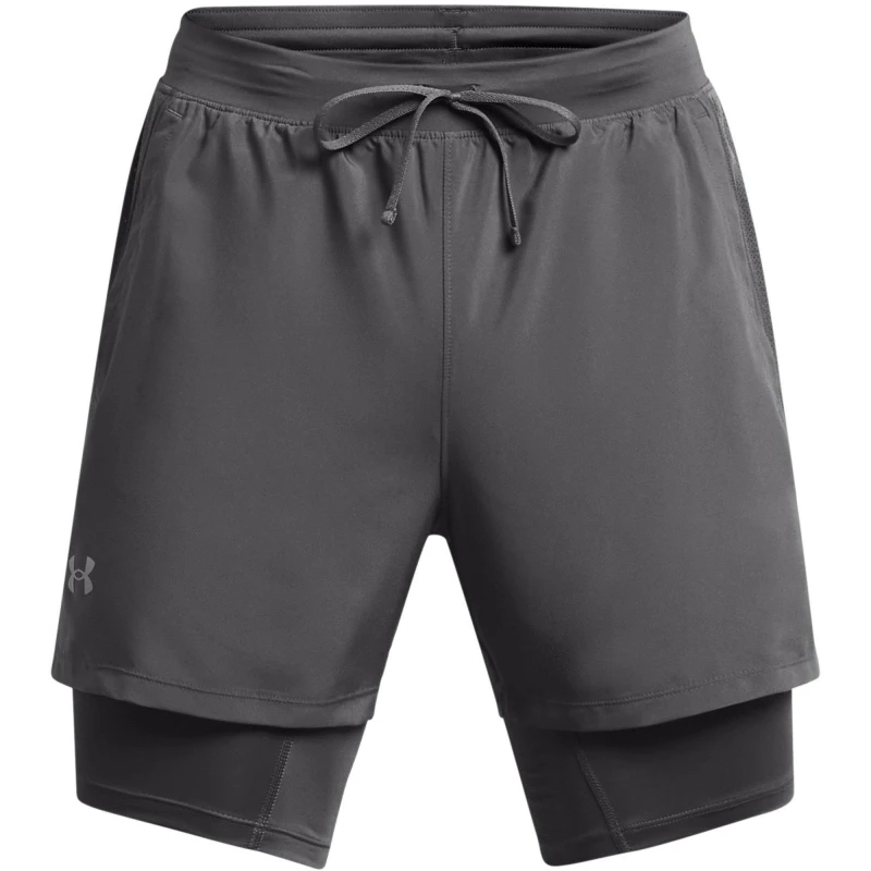 Image of Under Armour Armour UA Launch 2-in-1 7 Shorts Mens - Grey Grey S