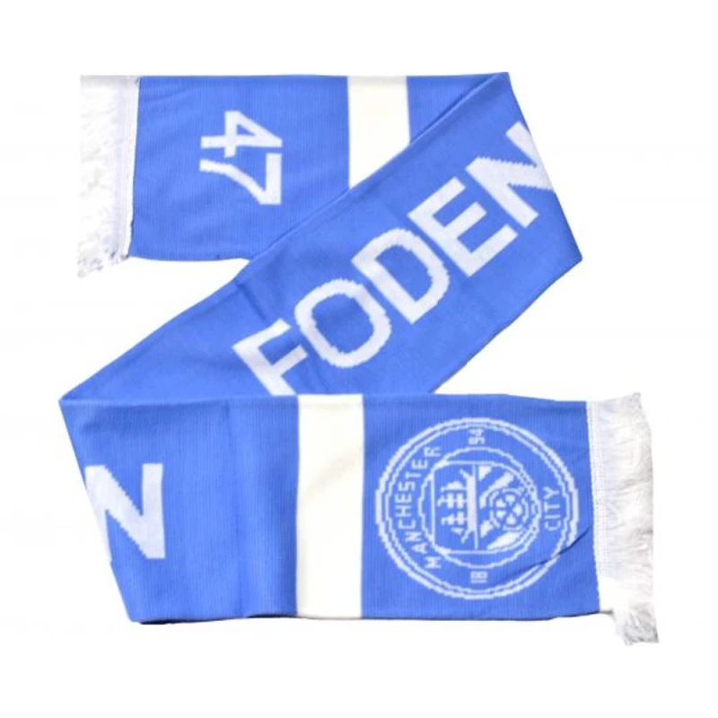 Image of Manchester City FC Mens Phil Foden 47 Player Scarf in Mid Blue Mid Blue Male One Size