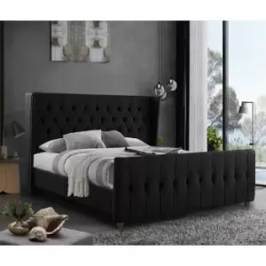 Image of Clarita Upholstered Beds - Plush Velvet, Single Size Frame, Black - Black