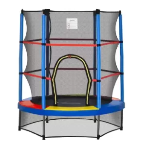 Image of HOMCOM 5.2FT/63 Inch Kids Trampoline with Enclosure Net Steel Frame Indoor Round Bouncer Rebounder Age 3 to 6 Years Old Multi-color