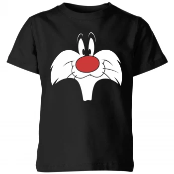 Image of Looney Tunes Sylvester Big Face Kids T-Shirt - Black - 3-4 Years
