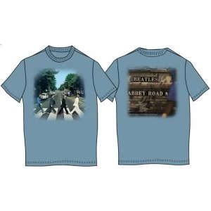 Image of The Beatles - Abbey Road Unisex Medium T-Shirt - Blue