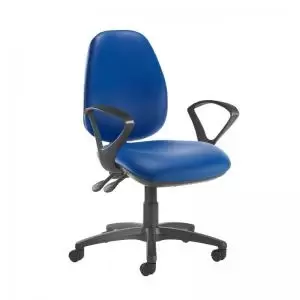 Image of Jota high back operator chair with fixed arms - Ocean Blue vinyl